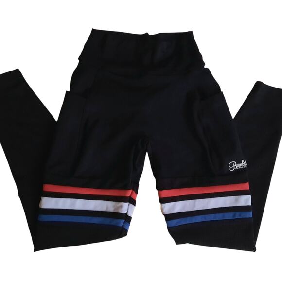 Bombshell Leggings Size S Booty Scrunch Thigh Highs Black Red White Blue - Picture 1 of 7